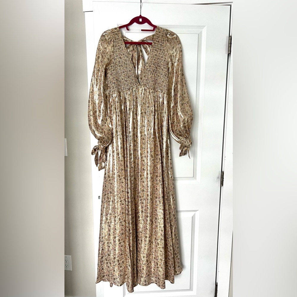 Free People Gold Metallic Maxi dress